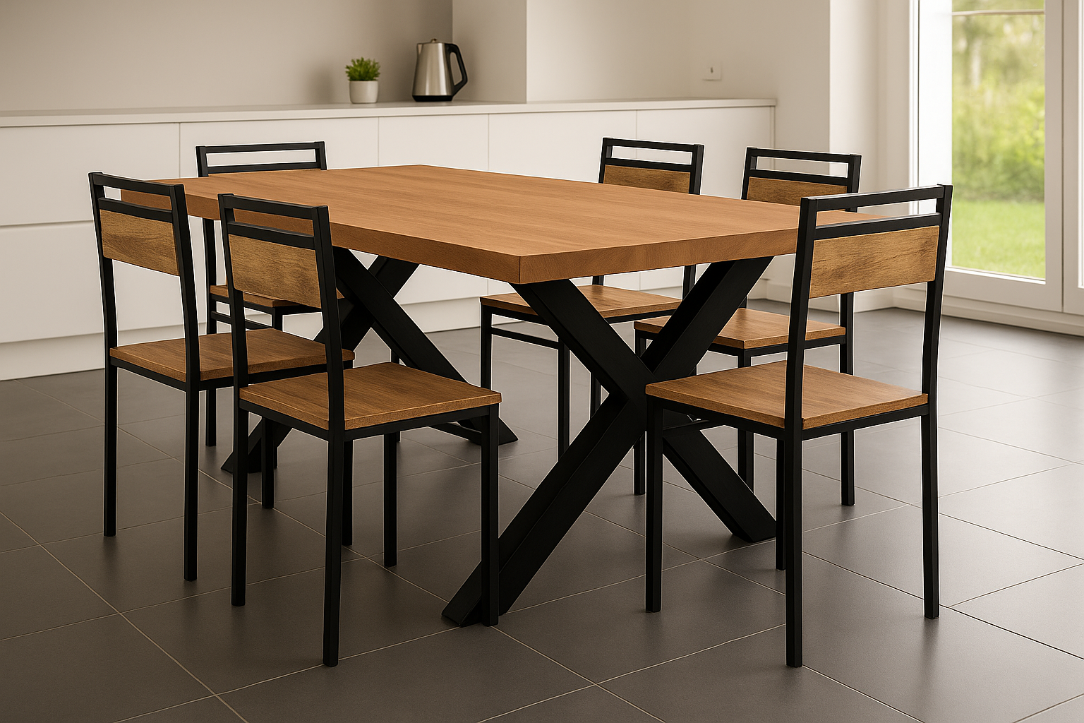 Mesada Comedor Estilo X con Sillas